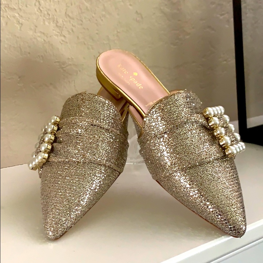 Kate Spade Broadway Gold Starlight Mule